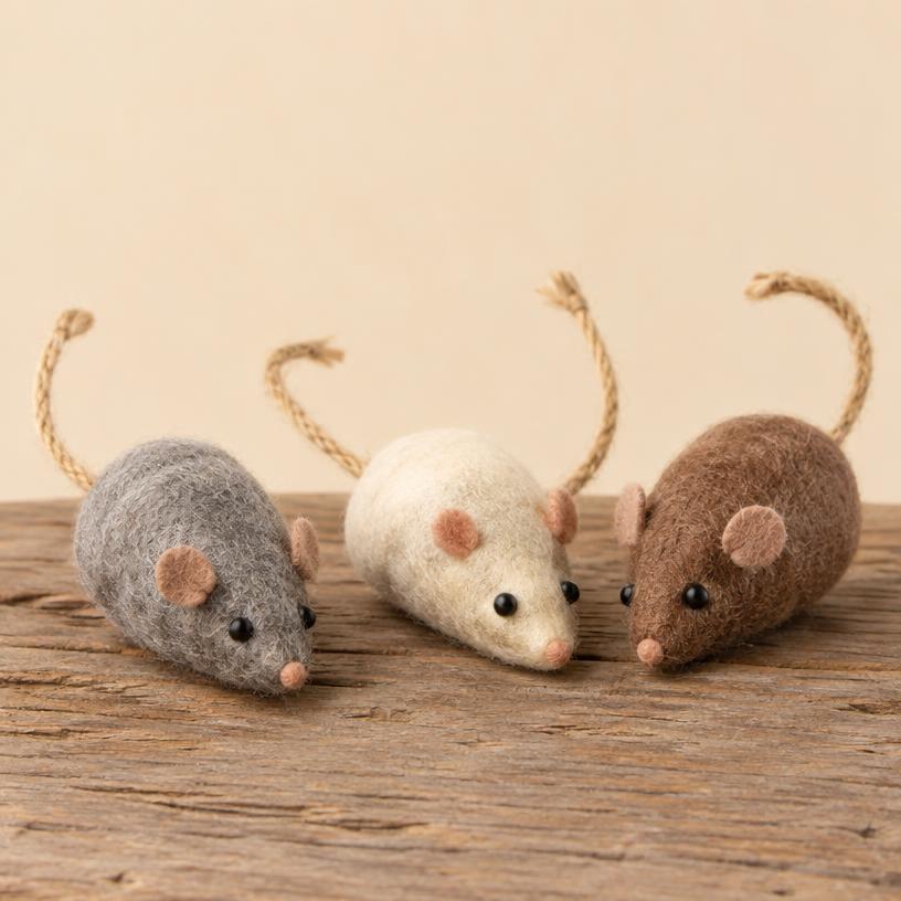 Felt Catnip Mice, Set of 3
