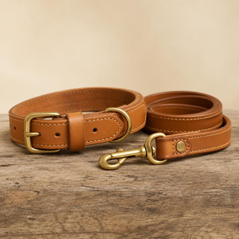 Leather Collar & Leash Set